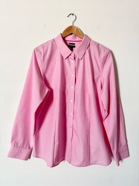NWT Talbots Non-Iron Button Front Shirt Light Pink Size 18